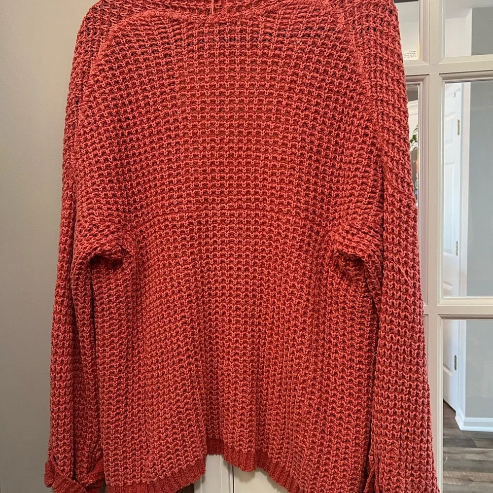Free People Coral Open-Knit I’ll Be around cardi - silk/cotton blend sz S
